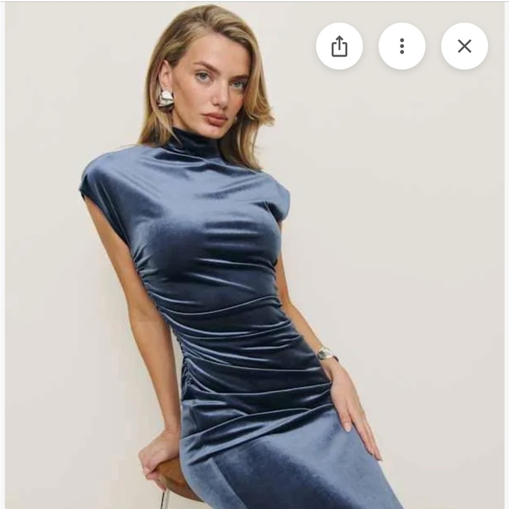 Reformation Midnight Blue Satin Midi Dress
